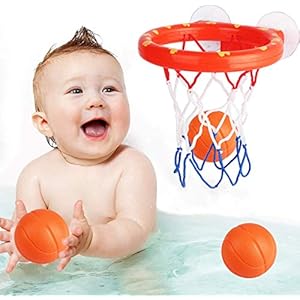 Addmos Bath Toy Fun Basketball Hoop & Balls Set for 1 2 3 4 5 Years Old Boys Girls Kids & Toddler Bath Toys Christmas New Year Gifts Set 3 Balls Included