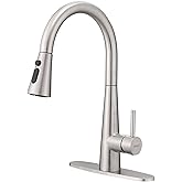 AIMADI Kitchen Faucet with Pull Down Sprayer – High Arc 360° Swivel Brushed Nickel Stainless Steel Kitchen Sink Faucet, 3-Mode Spray Head, Suitable for Farmhouse Modern Laundry Rv Bar