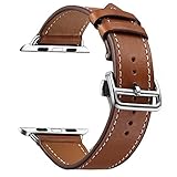 GEOTEL Premium Genuine Leather Replacement Watchband with Exquisite Deployment Buckle for Apple Watch Series 2 Series 1 Apple Watch Sport Apple Watch Edition and All Other Version(42mm Brown)