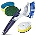 Long Handled Kitchen Scrubbing Brush. Twist and Turn with 4 Multi Purpose Dishwashing Brushes. Bristles and Scraper Are Safe for Non-stick Cookware primary