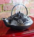 Plow & Hearth 12130BK 12130-BK Cast Iron Wood Stove Kettle Steamer with Pine Cone Design, In Black, 2.5Qt,