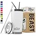 Beast 20 oz Tumbler Stainless Steel Vacuum Insulated Coffee Ice Cup Double Wall Travel Flask (Arctic White)
