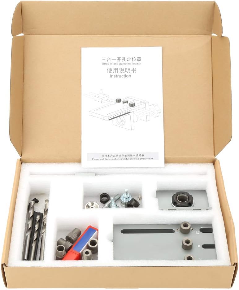 Liineparalle 3 in 1 Self Centering Dowelling Jig Woodworking Tool Set Power Tool Accessory Jigs Woodworking Positioner Locator Tool 6/8/10/15mm