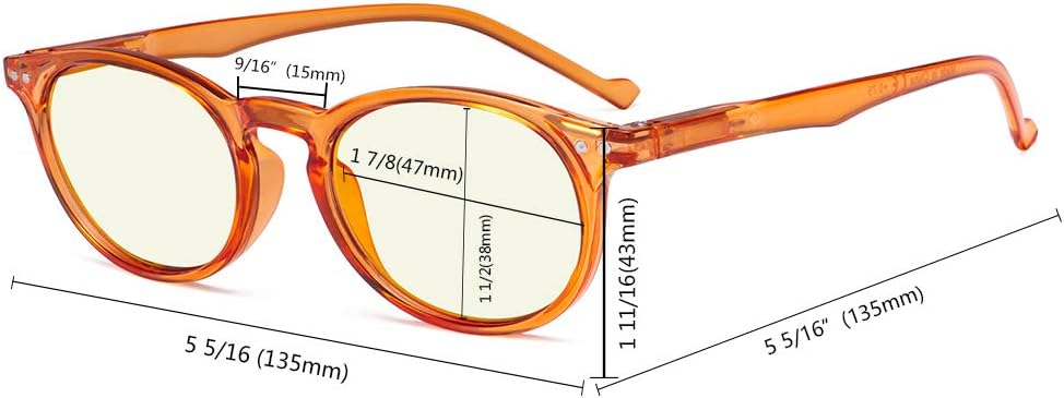 Eyekepper Retro Oval Round Computer Readers Spring-Hinges Reading Glasses Clear Frame (Yellow Lens, +0.50) - Image 5