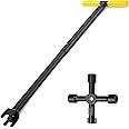 Winisok 37 Inch Water Meter Key, Adjustable Length, 4-Way Multi-Functional Utility Key, Contractor Grade Enforced Steel Shut Off Tool, T-handle Water Key for Meter Valve