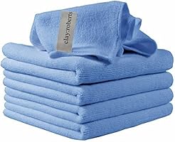 Microfiber Cleaning Cloths, 5 Pack, Blue, All-Purpose Reusable Dust Cloths, Machine Washable