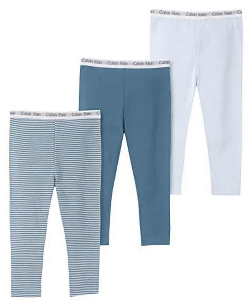 Photo 1 of Calvin Klein Organic Baby Boys Essentials 3-Pack Cotton Pants, Everyday Casual Wear, Ultra-Soft & Comfortable Fit, Baby Blue/Coronet Blue