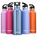 TOPOKO 25 Ounce Double Wall Stainless Steel Water Bottle Vacuum Insulation Bottle Leak Proof Bottle,BPA Free with Straw with Handle Flip Top Spout Lid-Sky Blue