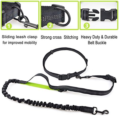 CATOOP Hands Free Dog Leash, Retractable Reflective Dog Leash Waist Leash for Running Walking Hiking Biking Jogging, Adjustable Waist Belt, Perfect for Large Medium Small Dogs