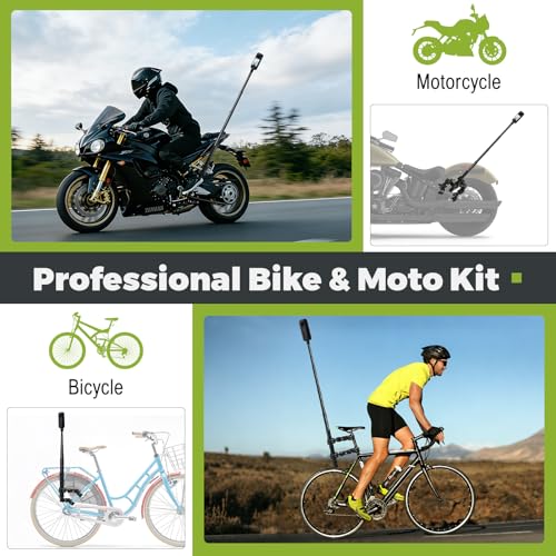 Motorcycle Mount for Insta360 X5 X4, Bike Handlebar Mount Kit with Invisible Selfie Stick 120cm and Dual Clamp Accessory for Insta 360 X5 X4 X3 ONE X2 GoPro Hero 13 12 DJI Osmo Pocket 3