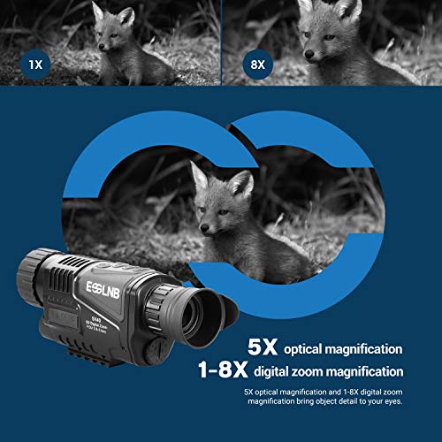 ESSLNB Night Vision Monocular 5X40 Night Vision Infrared Scope HD Digital Vision Scope Take Photos and Video Playback 1.5" LCD with TF Card for Hunting Security Surveilla