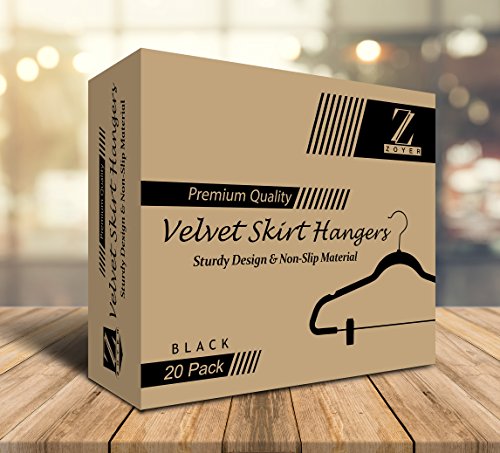 image for ZOYER Velvet Skirt Hangers (20 Pack) with Clips - Velvet Clothes Hange