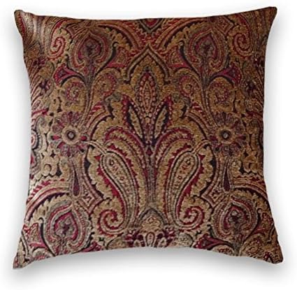 GlassopOutletStore Cotton Linen Square Throw Pillow Case Decorative Cushion Cover Pillowcase for Sofa Brown Red Chenille 18 x 18 inches