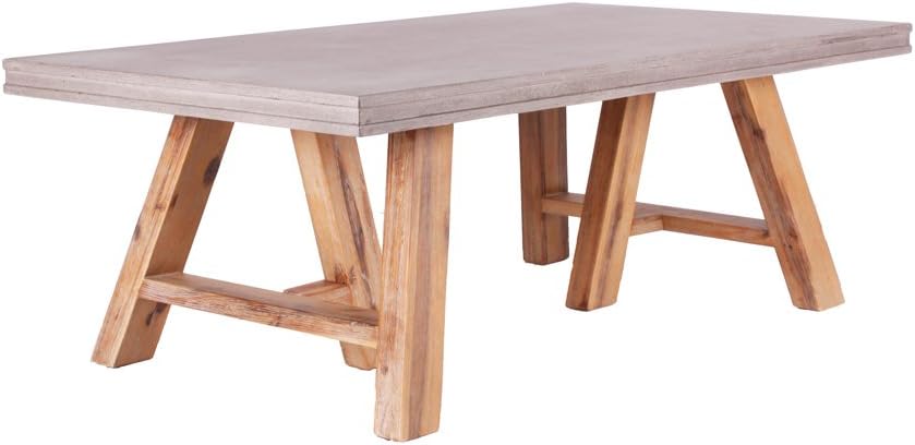 Modrest Civic Modern Concrete & Acacia Coffee Table Grey/Wood/Rectangular
