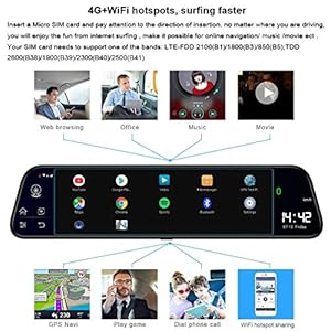 SZKJ D50 12 pollice Full screen 4G Touch IPS Car Dash Cam Retrovisione Android 8.1 Specchio con wifi GPS Navi Bluetooth… - immagine 4