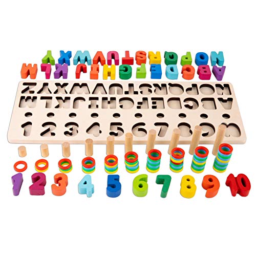 Toy To Enjoy Wooden Alphabet & Numbers Puzzle Toy for Kids - Number 1-10 and ABC Letters Montessori Jigsaw - Learning & Early Educational Toy for Number Counting & Shape Sorting. - Thumbnail 3