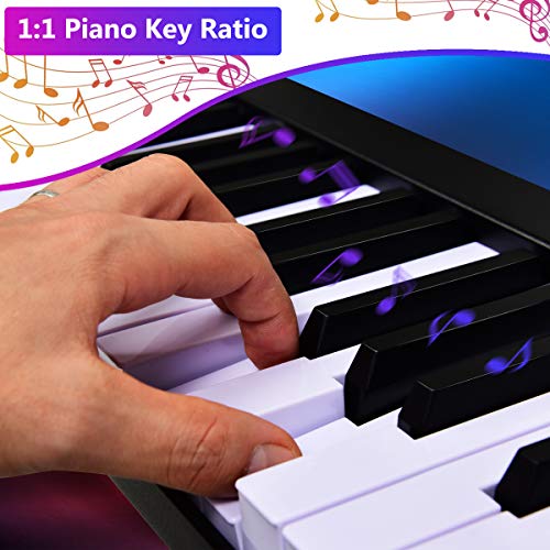 Costzon 61-Key Portable Touch Sensitive Keys Digital Piano, Upgraded Premium Electric Keyboard W/ 128 Rhythm, 128 Tone, Sustain Pedal, MIDI/USB Interface, Power Supply, Bluetooth Function (Black)