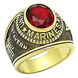 Marines G: Mens 5.0ct Simulated Ruby US Military Ring Steel and IP Gold-tone finish, 3255B sz 13.25