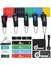 Odoland Set di Bande di Resistenza per Fitness in 5 Diversi Punti di Forza-la Costruzione di Muscolare/Fisioterapia/Pilates/Yoga/Ginnastica/Crossfit