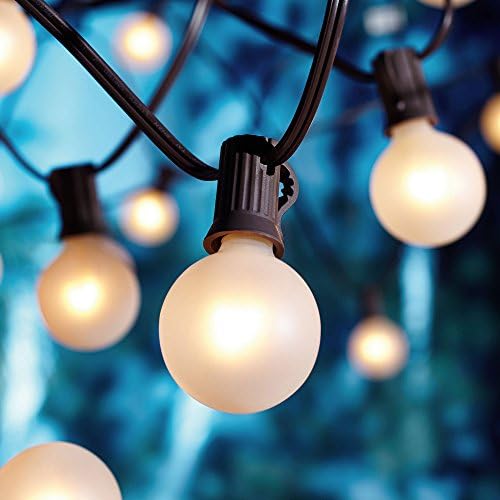 20' total length/19' total lighted length G40 bulbs with brown wire 20-Count Frosted Glass Globe String Lights
