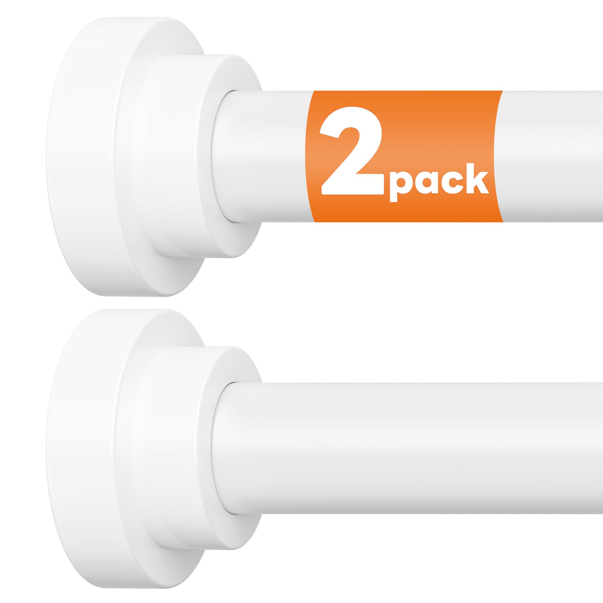 STARLATTA 2 Pack Shower Curtain Rods:43-78 Inch No Drilling Tension Rods, Heavy Duty Telescopic Adjustable, Stainless Steel Rust-Proof Spring Anti-Slip Curtain Rod for Bathroom (White,78'')