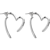 Heart Hoop Earrings for Women – Two-Part Front and Back Design, S925, Minimalist Dangle Style