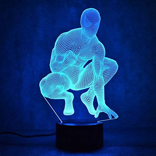 FSEWFS 3D Led USB Spider Man Table Lamp Colorful Visual Light Sleeping Night Light Kids Gifts Light Fixture