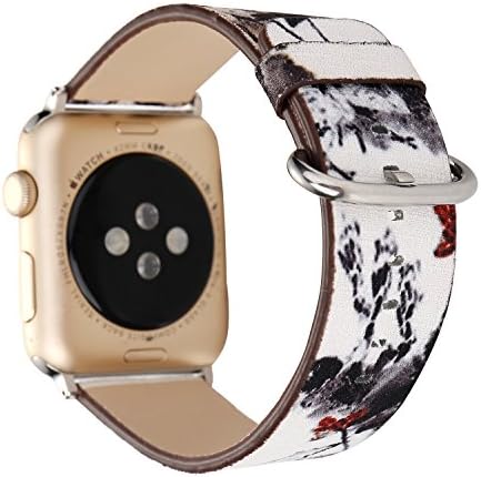 Rykimte Smart Watch Band For Apple Watch iWatch Flower Chromatic Colorful Rainbow Leather Strap Wristband Wrist Bracelet Replacement With Metal Adapter Adjustable Buckle For Woman ( Flower C 38mm )