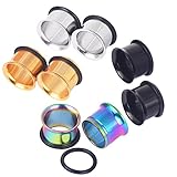 8pcs Stainless Steel Single Flare Flesh Tunnel Ear Plugs Expander with Silicone O-Ring 4g(5mm)