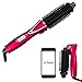 Hair Curling Brush Travel Hair Curling Irons Folding Portable Dual Voltage 100-240V for USA Heated Ceramic Iron Straightener MCH Heating Technology Anionic Hair Care Rose Red SU001