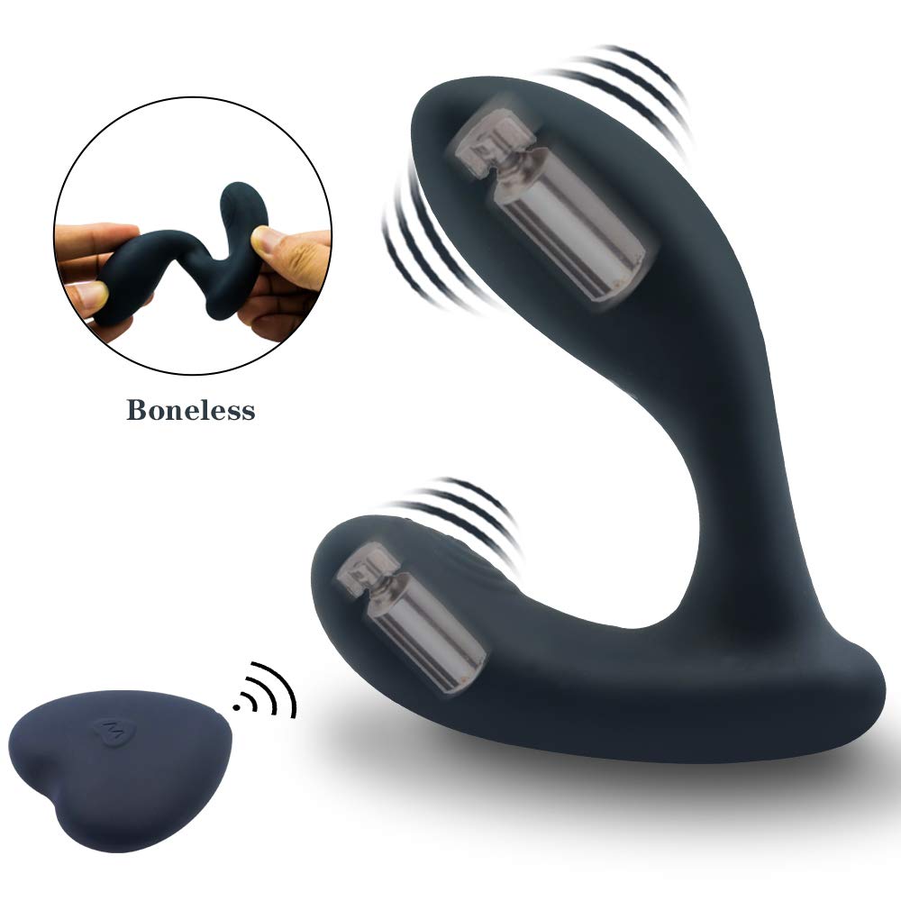 Prostate Massager, Anal Vibrator with Dual Motors/10 Frequency Modes/USB Rechargale/Whisper Quiet/Wireless Remote Control, Waterproof Personal Massager Sex G-Spot Anal Toys for Man Women Adult (Black)