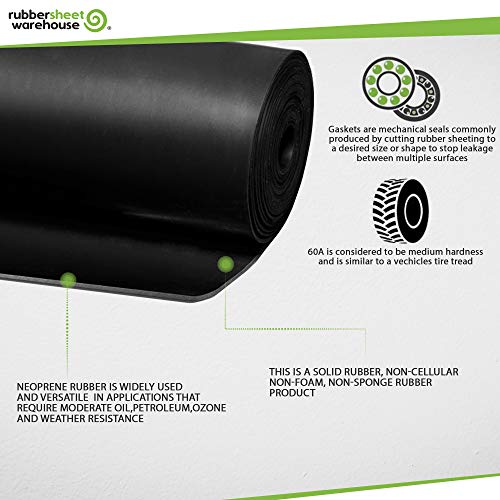 Rubber Sheet Warehouse .125" (1/8") Thick x 12" Wide x 12" inch