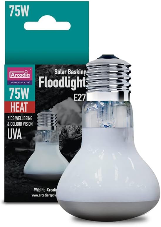 Arcadia Solar Basking Floodlight 75W E27 UVA Enhances Wellbeing Reptile