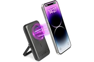 MGG Portable Charger 5000mAh Power Bank: JoyGeek Mag-Safe Wireless Charger with Foldable Stand - Power Bank Fast Charging with USB C Cable for iPhone 15/14/13/12 Pro Max Plus