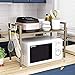 SINGAYE 2 Tier Microwave Oven Rack,Countertop Shelf Organizer，Square Tube Kitchen Storage Racks,Champagne