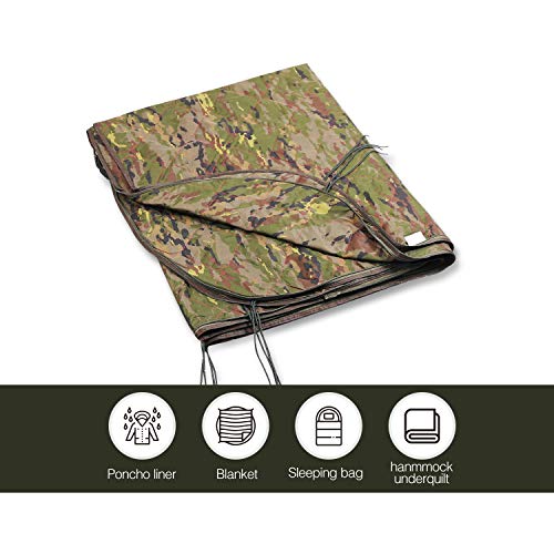 REDCAMP Large Poncho Liner Waterproof with Zipper All Weather, Outdoor Lightweight Multi-Purpose Military Style Woobie 94" 55"