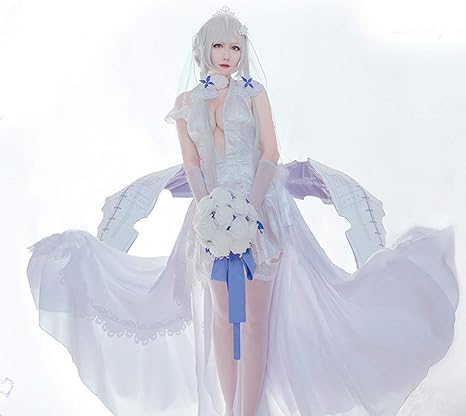 Amazon Uwowocos アズールレーン Azur Lane アズレン イラストリアス ケッコン衣装 花嫁 メイド服 制服 コスプレ衣装 コスプレ ワンピース ドレス Cos Cosplay コスチューム コスプレ 仮装 通販