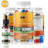 Herbal Science Premium Hemp Gummies: 7500mg Natural Hemp Extract Candy Supplement for Pain, Anxiety, Sleep, Stress, Memory, Mood - 60 Fruity Gummy Bears and 250mg Hemp Oil Extract Drops
