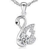 Sunnyshopday Fashion 18ct White Gold 925 Sterling Silver Swan Love Pendant. 18 inches, Italian Box Chain Necklace for Women Jewelry