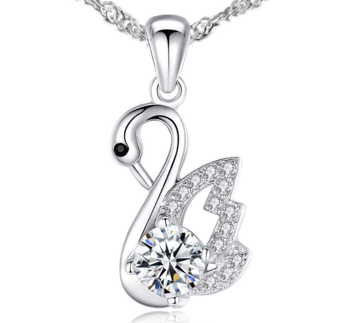 Sunnyshopday 925 Sterling Silver,Swan Pendant.18 inches,Prince of Wales Chain,Diamond Cut Twist Curb Necklace Chain Women Girls Jewelery Box