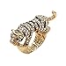 Lux Black and White Simulated Crystal Yellow Gold Tone Tiger Stretch Ring