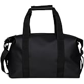 RAINS Hilo Weekend Bag Small - Black Waterproof Travel Duffel for Men and Women - Compact Black Duffle with Coated Zip, Adjustable Strap, Compression Straps - 2 Year Warranty