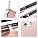 ULAK iPhone SE/5S/5 Flip Wallet Kickstand Case for Women Girls, Premium PU Leather Case Card Holder ID Slot Wristlet Hand Strap Shockproof Full Protective Cover,Rose Gold Flower