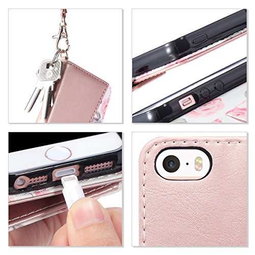 image for iPhone SE/5S/5 Wallet Kickstand Case for Women Girls, ULAK Premium PU 