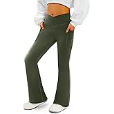 COPYLEAF Women's Flare Yoga Pants with Pockets V Crossover High Waisted Bootcut Yoga Leggings-Flare Workout Gym Leggings