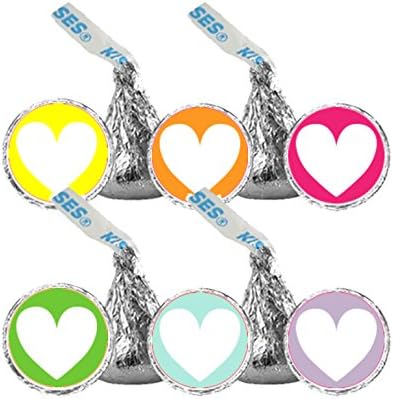 Valentine's Party Favor, Chocolate Kisses Stickers / Party Favors / Chocolate Labels / School Valentines Favors / Heart Labels / Rainbow Heart Stickers