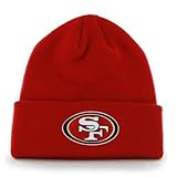 SAN FRANCISCO 49ERS Cuffed Knit Beanie Hat Winter Ski Cap in 49ers RED w/Embroidered Team Logo