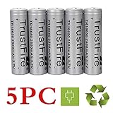 HeCloud 5PC 3.7V Li-on 5000mAh 18650 Battery Rechargeable 18650 Batteries for LED Flashlight