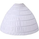 AWSALE Full A-line 6 Hoop Crinoline Petticoat Underskirt for Women Wedding Dress WPT146 White