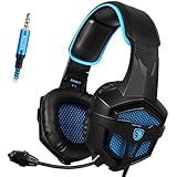 Sades SA807 3.5mm PS4 Wire Gaming Headsets Headphone with Microphone for PS4,Xbox one,PC (Black and Blue)